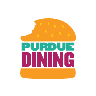 The words "Purdue Dining" sandwich between hamburger buns 