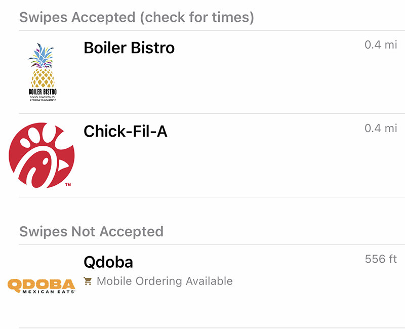 dining app screenshot